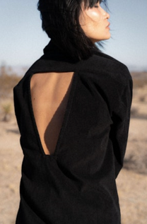 EVOLVE MAXI SHIRT DRESS- Black Cotton Corduroy