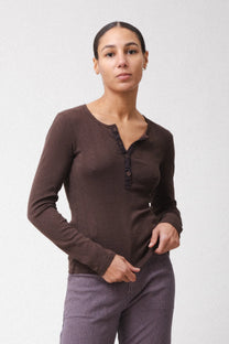 Prairie Underground Pointelle Henley- Dior Gray
