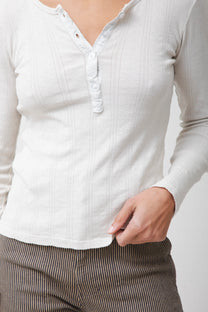 Prairie Underground Pointelle Henley- Oyster