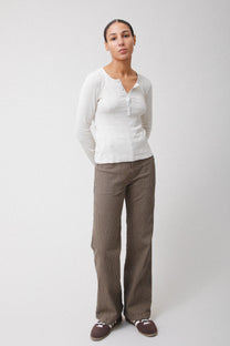 Prairie Underground Pointelle Henley- Oyster