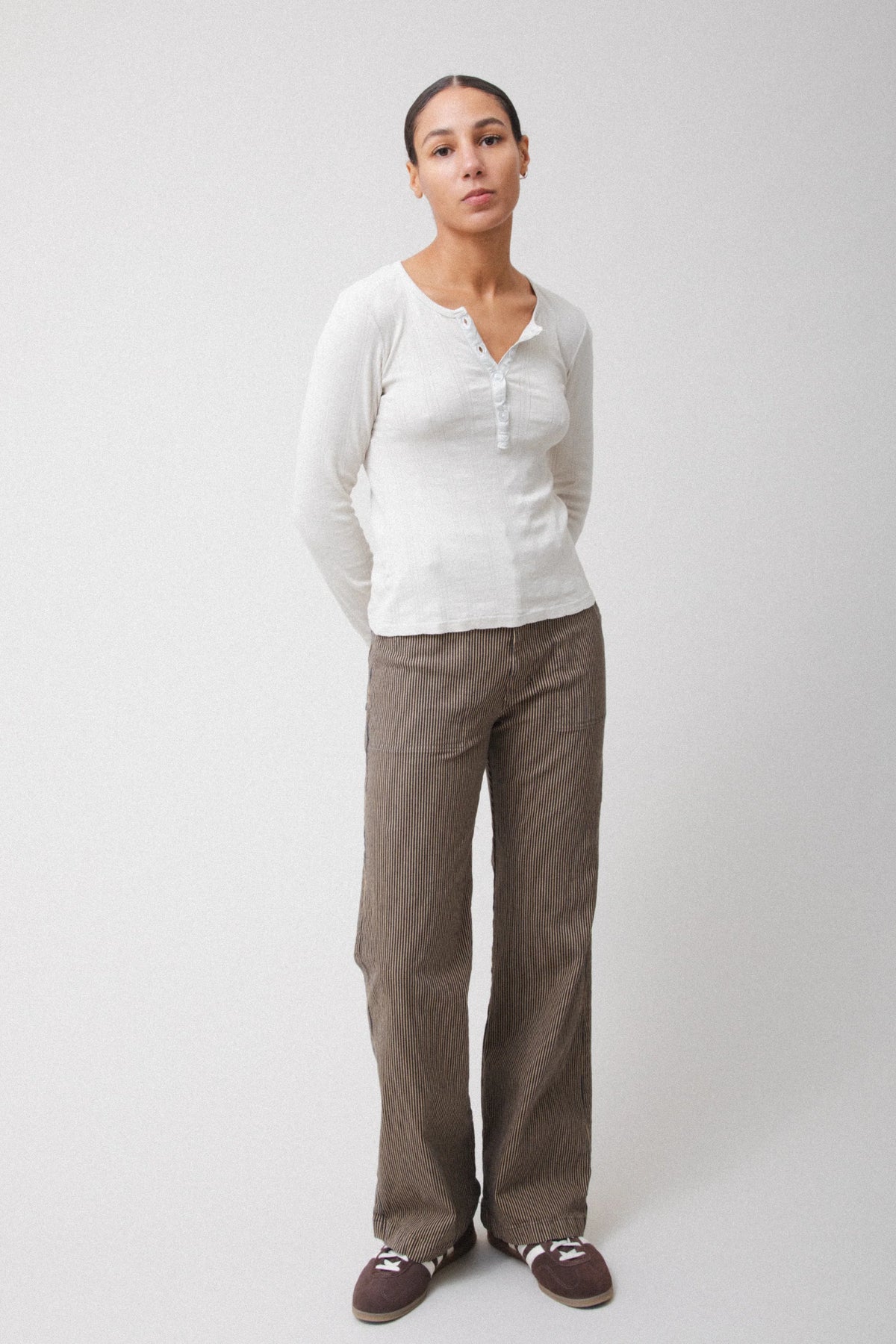 Prairie Underground Pointelle Henley- Oyster