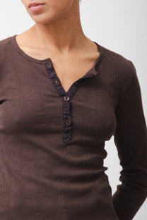 Prairie Underground Pointelle Henley- Truffle