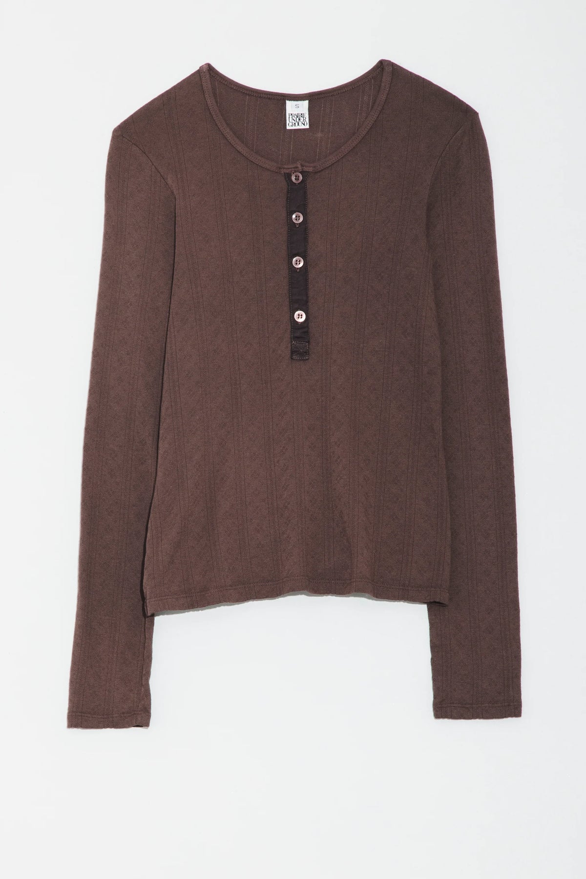 Prairie Underground Pointelle Henley- Truffle